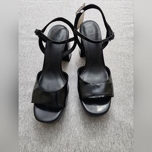 H&M Glossy Black Heeled Sandals